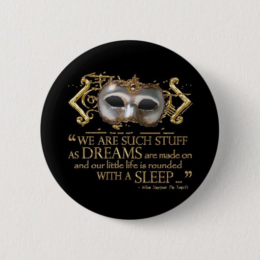 Het Tempest Quote (Gold Version) Ronde Button 5,7 Cm (Voorkant)