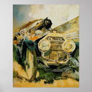 Het tempo bepalen, auto's versus stoomlocomotieven poster