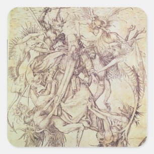 Het Temptation of St. Anthony (graving) Vierkante Sticker