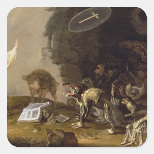 Het Temptation of St. Anthony (panel) Vierkante Sticker (Voorkant)