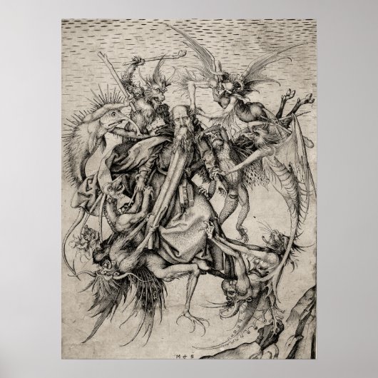 Het Temptation of St Anthony van Martin Schongauer Poster (Voorkant)