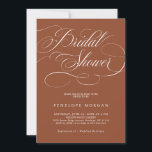 Het terracotta Boho Vrijgezellenfeest Kaart<br><div class="desc">Een tijdloze en elegante terracotta bruids douche uitnodiging met verfijnde kalligrafie script op een klassieke achtergrond,  perfect voor een formele en verfijnde bruiloft viering. Voor maatwerk of extra producten met dit ontwerp,  neem dan gerust contact met mij op.</div>