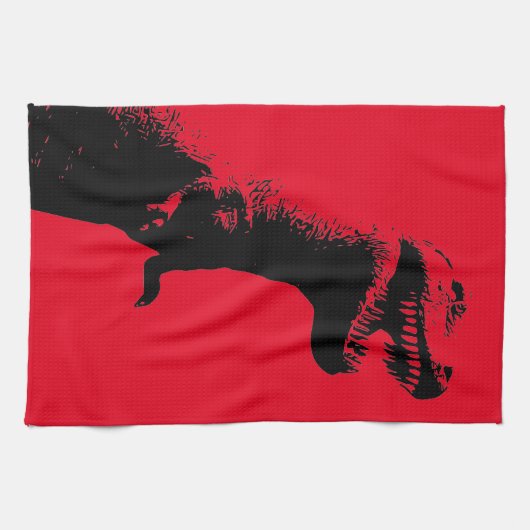 Het terrificeren T-Rex Dinosaur Grafische Illustra Theedoek (Horizontaal)