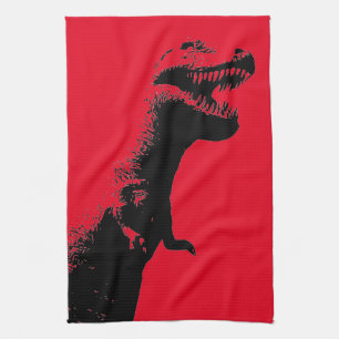 Het terrificeren T-Rex Dinosaur Grafische Illustra Theedoek