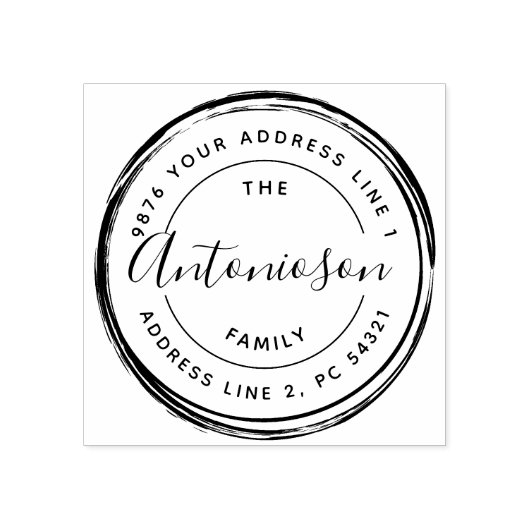 Het terugkeeradres van de Familienaam van de Cirke Rubberstempel (Afrduk)