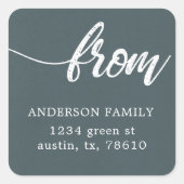 het terugkeeradres van het borstelmanuscript famil vierkante sticker (Voorkant)