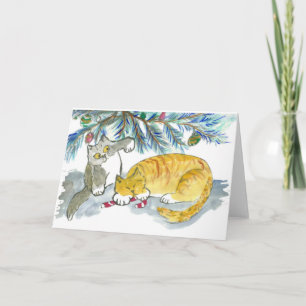 Het terugnemen van de Candy Cane per Kat Feestdagen Kaart