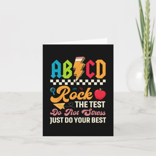 Het testen van ABCD Rock De Testdag Leraren Studen Kaart (Voorkant)