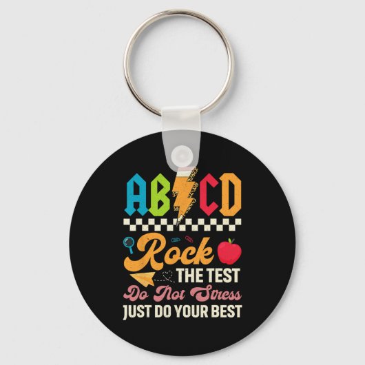Het testen van ABCD Rock De Testdag Leraren Studen Sleutelhanger (Voorkant)