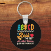 Het testen van ABCD Rock De Testdag Leraren Studen Sleutelhanger (Voorkant)