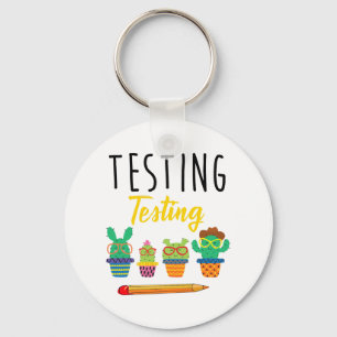 Het testen van Schattigee Cactus State Test Dag St Sleutelhanger