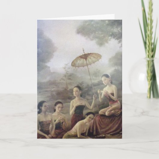 Het Thaise antiek wenskaart van de stijldruk Kaart (Voorkant)