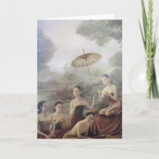 Het Thaise antiek wenskaart van de stijldruk Kaart