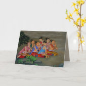 Het Thaise wenskaart van hofdames Kaart (Gele Bloem)