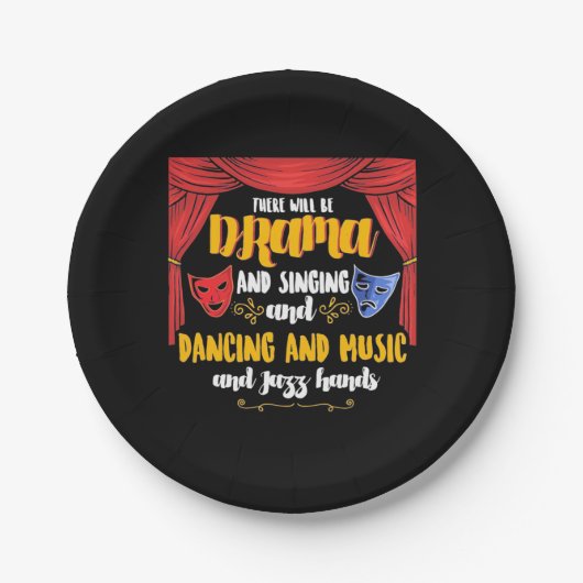 Het theater daar zal drama zijn papieren bordje (Voorkant)