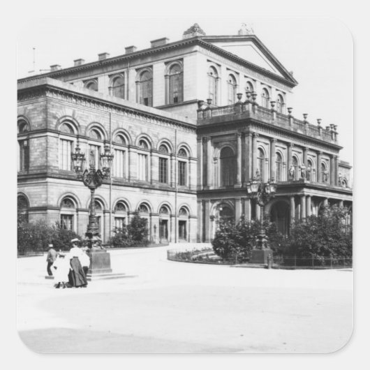 Het theater in Hannover, c.1910 Vierkante Sticker (Voorkant)
