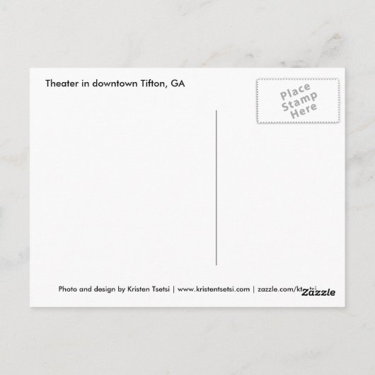 Het theater van Tifton Briefkaart (Achterkant)