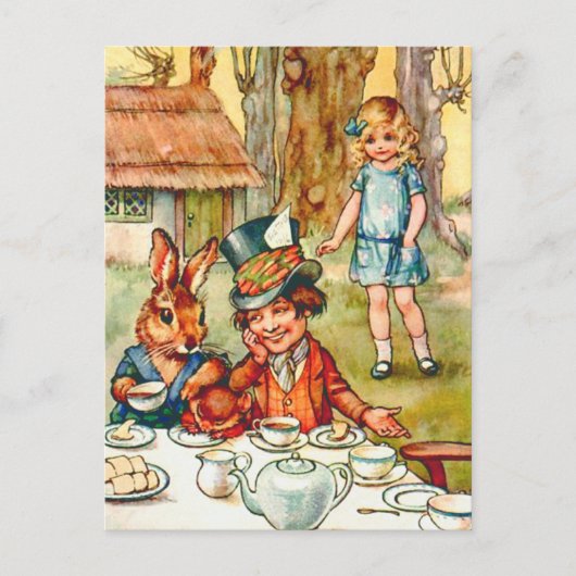 HET THEEFEEST VAN MAD HATTER UITNODIGING BRIEFKAART (Voorkant)