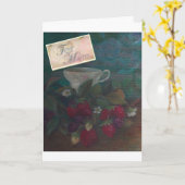 Het Theekopje van de Aardbei van de Verjaardag van Kaart (Gele Bloem)