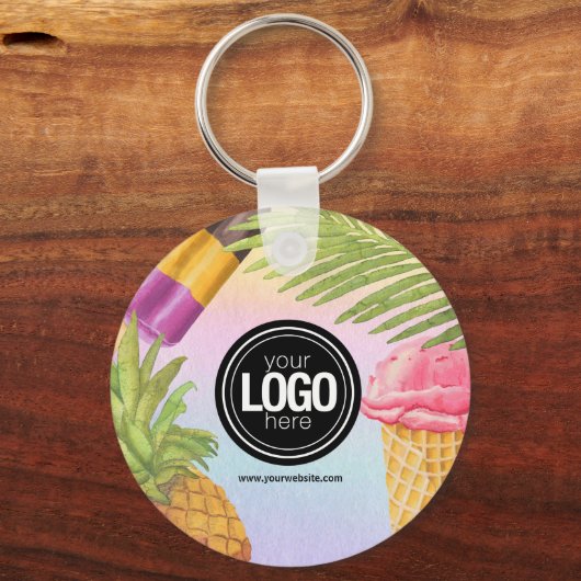 Het thema artsy waterverf-ijs personaliseren sleutelhanger (Achterkant)