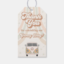 Het thema Groovy baby shower retro 70s Cadeaulabel