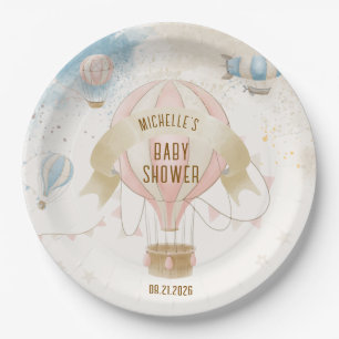 Het Thema Heet Luchtballon Pastel Baby Borrel  Papieren Bordje