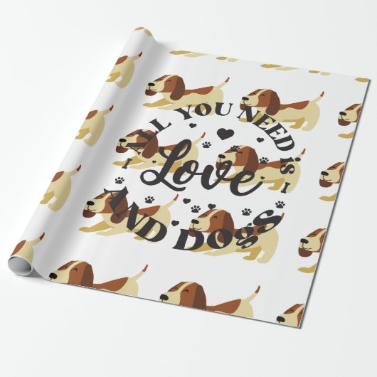 Het thema "Honden en Liefde" Cadeaupapier (Uitgerold)