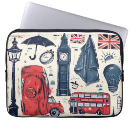 Het thema Londen Engeland Laptop Sleeve