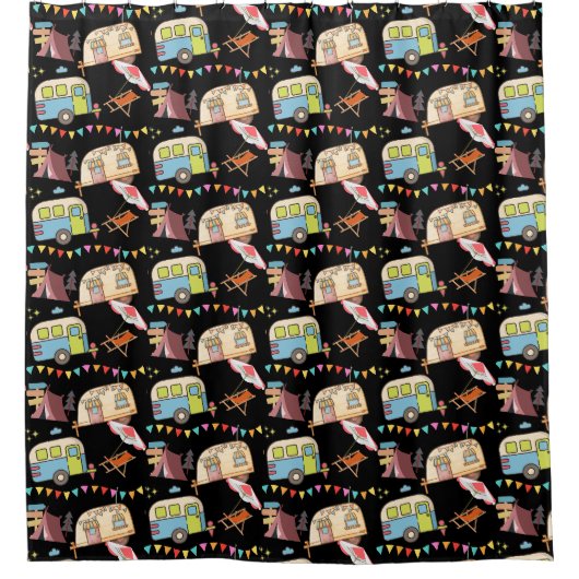Het thema Shower Curtain van Camping Retro Douchegordijn (Voorkant)