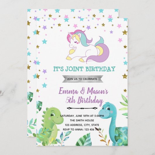 Het thema Uitnodiging van het Unicorn dragon (Voorkant / Achterkant)