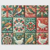 Het thema van 12 dagen kerst cadeaupapier (Vlak)