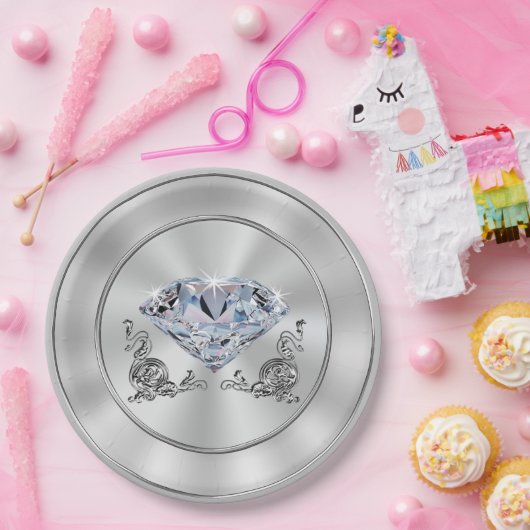 Het thema van de Borden Diamond Papieren Bordje (Feest)