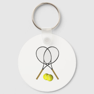 Het Thema van de Sport van het Tennis van dubbelen Sleutelhanger