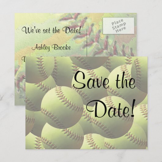 Het thema van het Sportweddenschap van de softbal  Aankondigingskaart (Voorkant / Achterkant)