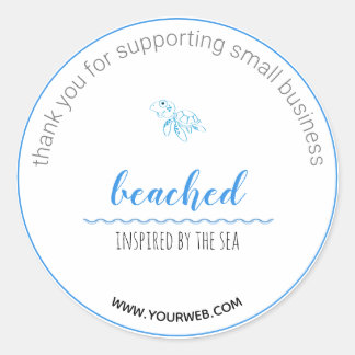 Het thema van het strand van de schildpad Dank u w Ronde Sticker