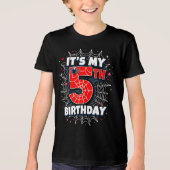Het thema van mijn 5e verjaardag Spider Birthday B Tri-Blend Shirt (Voorkant)