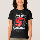 Het thema van mijn 5e verjaardag Spider Birthday B Tri-Blend Shirt (Voorkant)