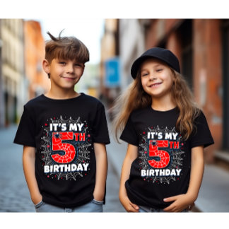 Het thema van mijn 5e verjaardag Spider Birthday B Tri-Blend Shirt