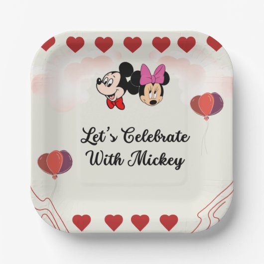 Het thema van Schattige Mickey Papieren Bordje (Voorkant)