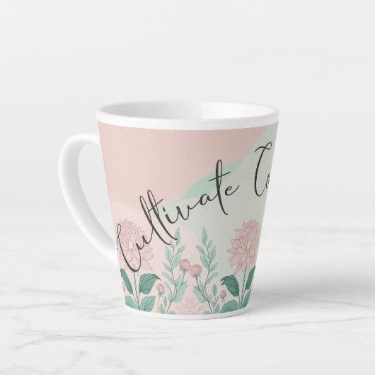 Het thema vertrouwen cultiveren latte mok (Linkerhoek)