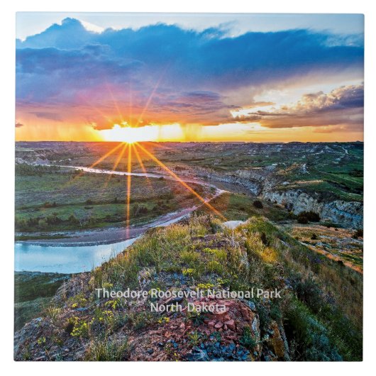 Het Theodore Roosevelt Park in North Dakota Tegeltje (Voorkant)