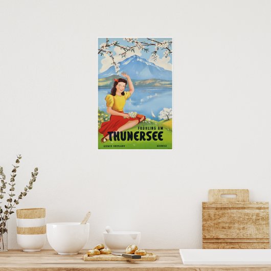 Het Thun-meer, Zwitserland, Reisposter Poster (Keuken)