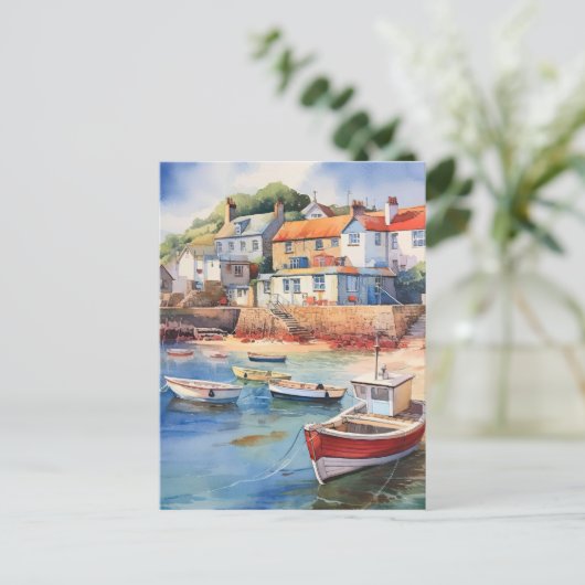 Het tij is in de haven briefkaart (Staand voorkant)