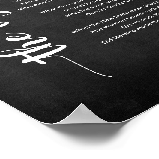 Het tijgergedicht van William Blake Black en White Poster (Hoek)