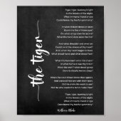 Het tijgergedicht van William Blake Black en White Poster (Voorkant)