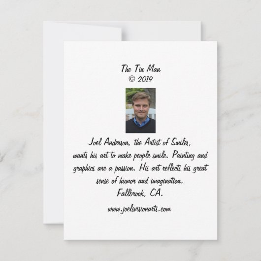 Het tinnen Man - 4,25 inch x 5,5 inch Bedankkaart (Achterkant)