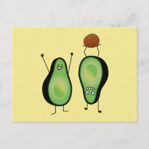 Het toejuichen van de avocado grappige handstand briefkaart