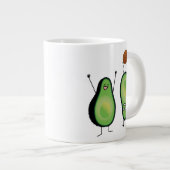 Het toejuichen van de avocado grappige handstand grote koffiekop (Voorkant rechts)
