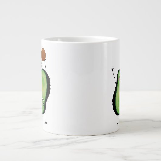 Het toejuichen van de avocado grappige handstand grote koffiekop (Voorkant)
