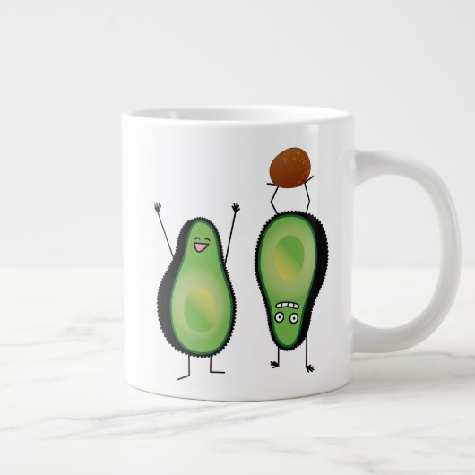 Het toejuichen van de avocado grappige handstand grote koffiekop (Rechts)